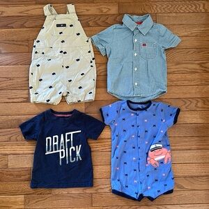 💙 EUC Carter’s Bundle overalls shorts shirt boys 18 months blue baby